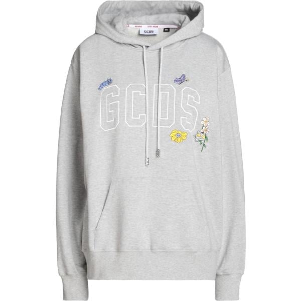 felpe con cappuccio Gcds grigio tinta unita