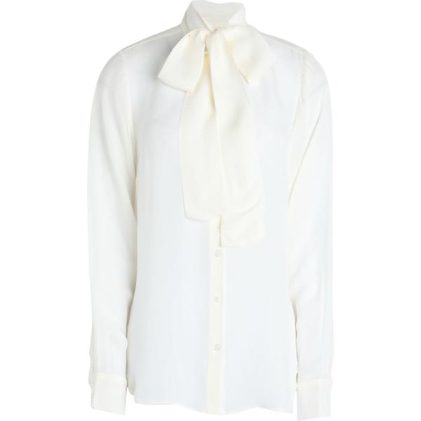 camicia da donna in bianco neve con fiocco senza tasche a maniche lunghe con bottoni in viscosa Michael Michael Kors