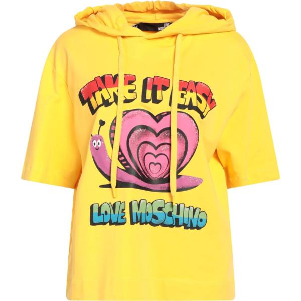felpe con cappuccio Love Moschino giallo con stampe
