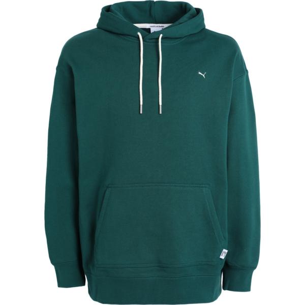 felpe con cappuccio Puma verde tinta unita