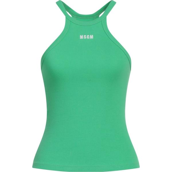 top Msgm verde tinta unita
