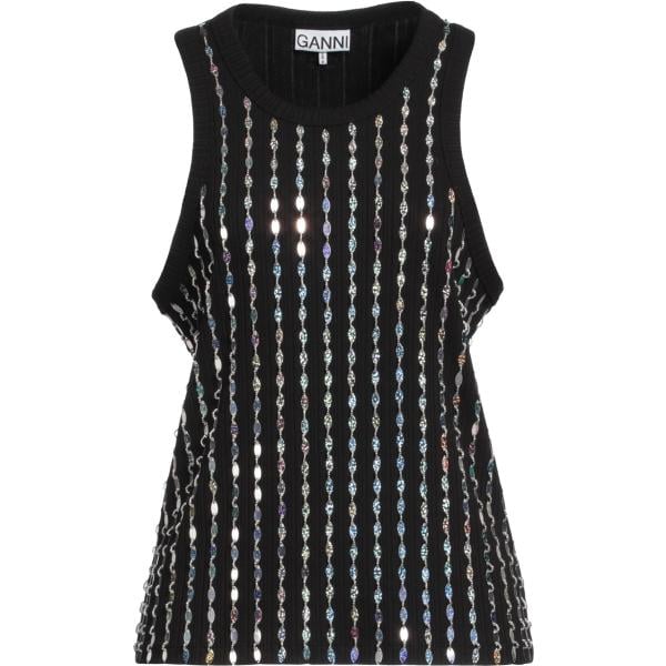 top Ganni nero tinta unita