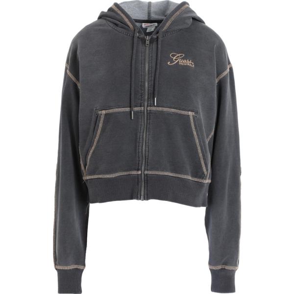 felpe con cappuccio Guess grigio tinta unita