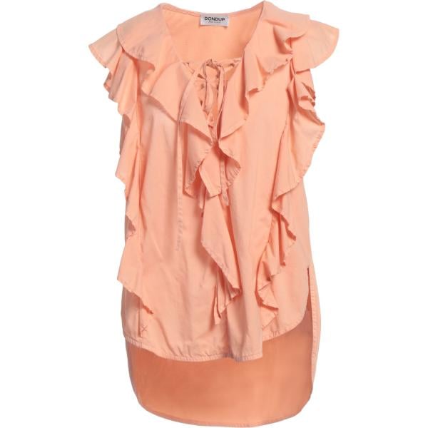 Top da donna in arancione chiaro con ruches collo a v senza maniche in cotone Dondup Dondup