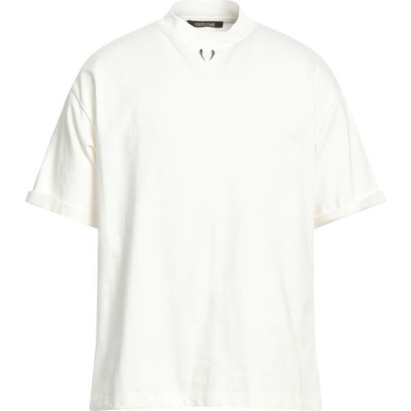 t-shirt Roberto Cavalli bianco tinta unita