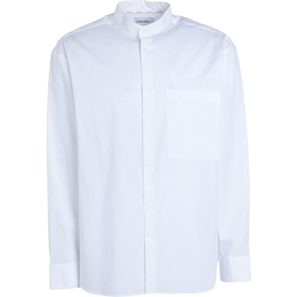 camicie Calvin Klein bianco tinta unita