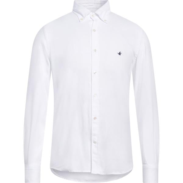 camicie Brooksfield bianco tinta unita