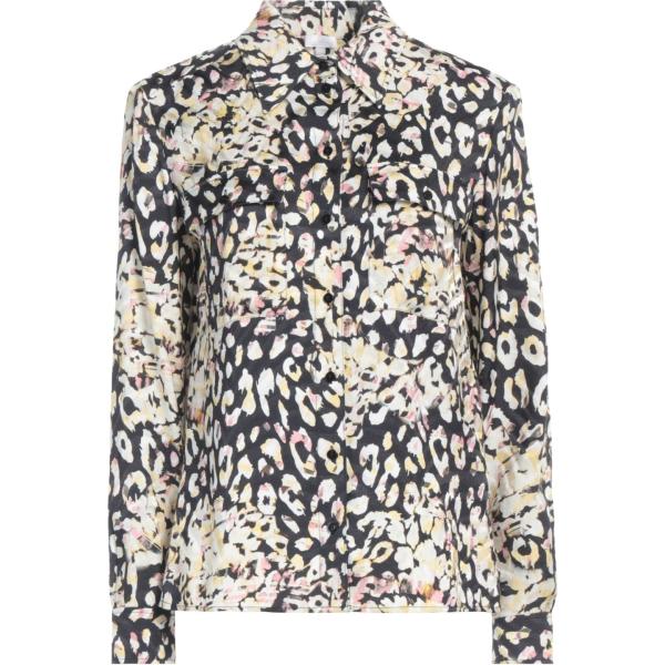 camicia da donna in nero pece a fiori con spalline a maniche lunghe con bottoni in viscosa Lala Berlin