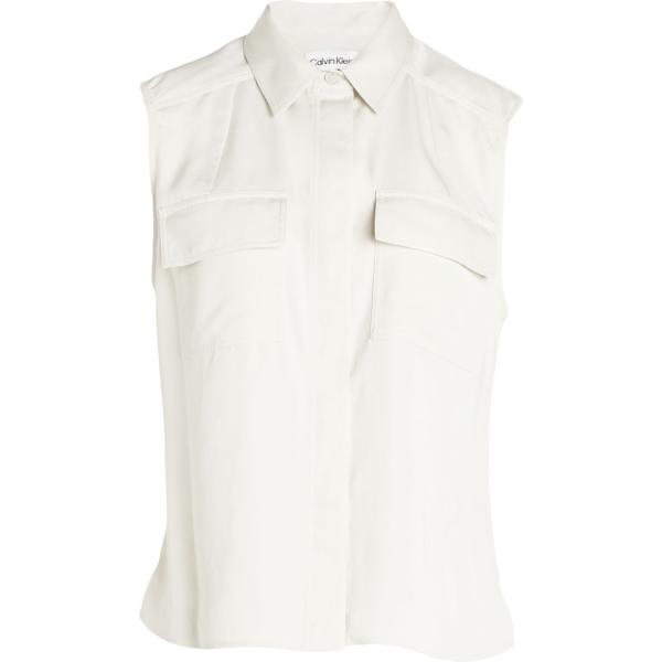 camicie Calvin Klein bianco tinta unita