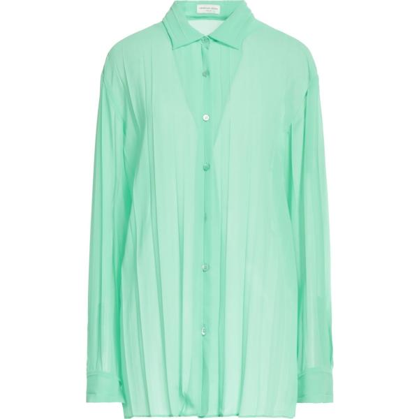 camicie Dries Van Noten verde tinta unita