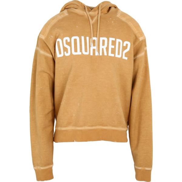felpe con cappuccio Dsquared2 giallo con stampe