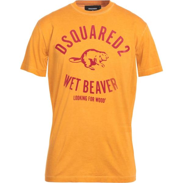 t-shirt Dsquared2 arancione con stampe