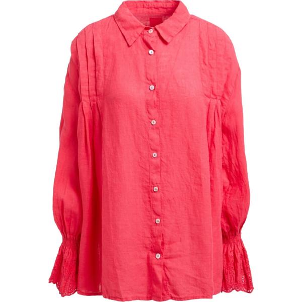 camicie 120% Lino rosa tinta unita