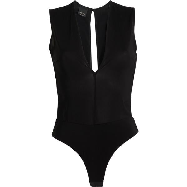 Corpo da donna in nero pece con scollo senza tasche senza maniche in viscosa Pinko