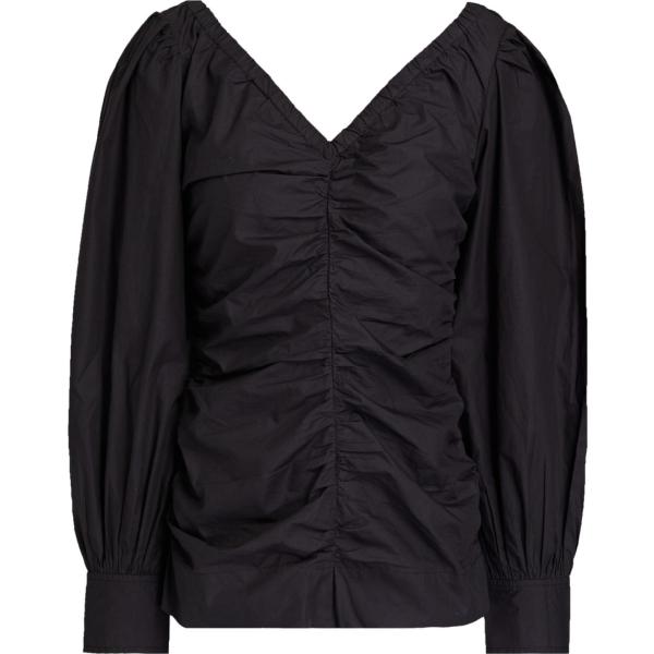 top Ganni nero tinta unita