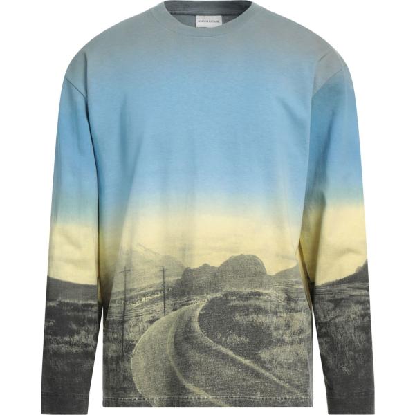 t-shirt Maison Kitsuné blu con stampe