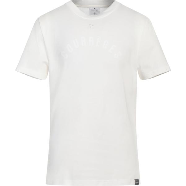 t-shirt Courreges bianco con stampe