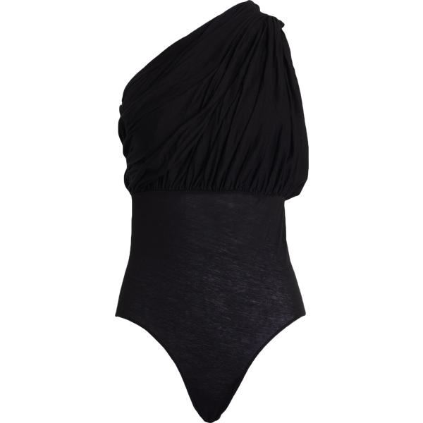 Corpo da donna in nero pece con scollo senza maniche con bottoni in cotone Rick Owens