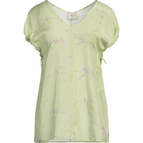 Top da donna in beige sabbia a fiori collo a v a maniche corte in seta Alysi Alysi