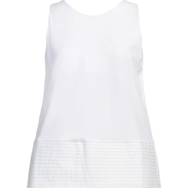 top da donna in bianco neve plissè girocollo senza maniche in cotone Alpha Studio
