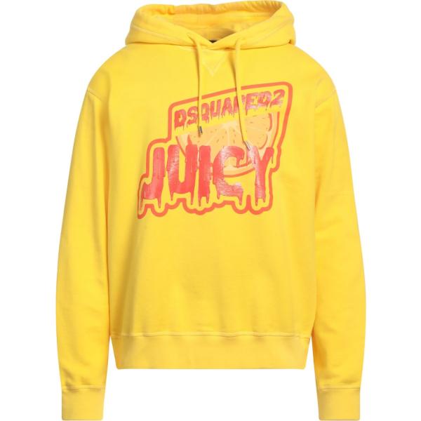 felpe con cappuccio Dsquared2 giallo con stampe