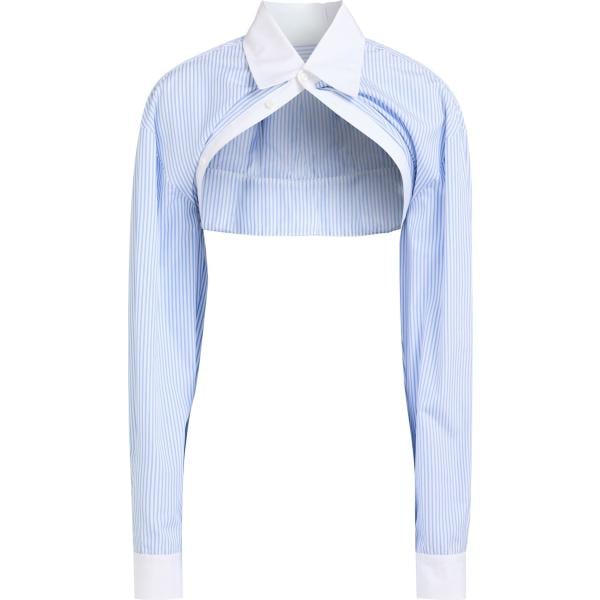 Giacca da donna in viola chiaro a righe a maniche lunghe con bottoni in cotone Dsquared2 Dsquared2