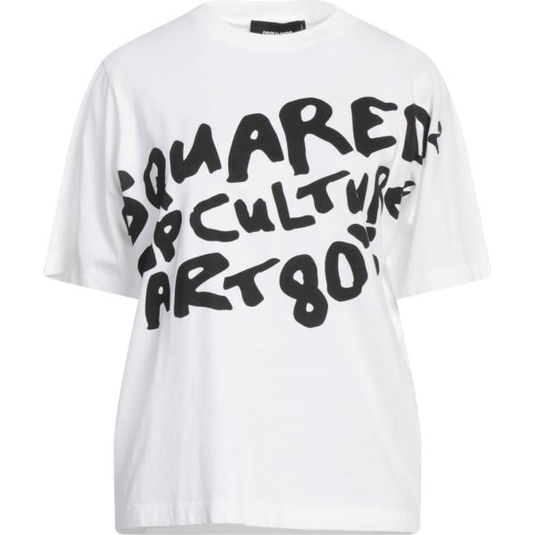 t-shirt Dsquared2 bianco con stampe