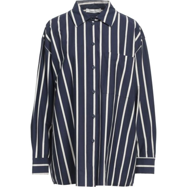 Camicia da donna in blu scuro a righe collo classico a maniche lunghe con bottoni Liviana Conti Liviana Conti