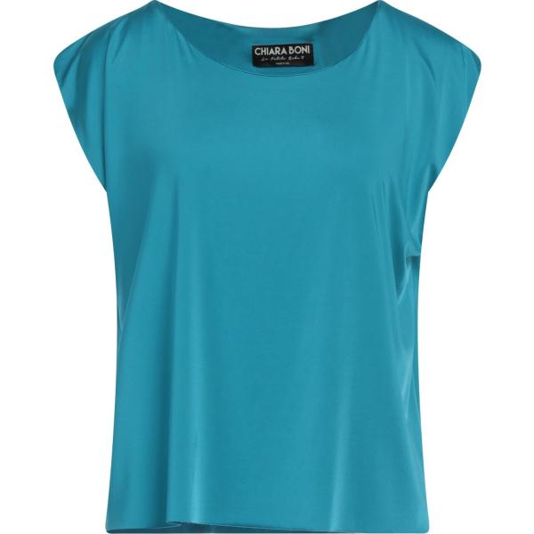 top Chiara Boni La Petite Robe blu tinta unita