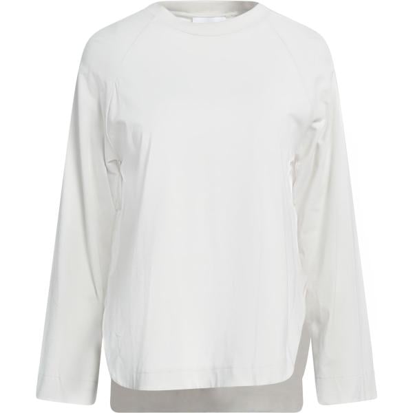 T-shirt da donna in bianco neve girocollo a maniche lunghe in cotone Alpha Studio Alpha Studio