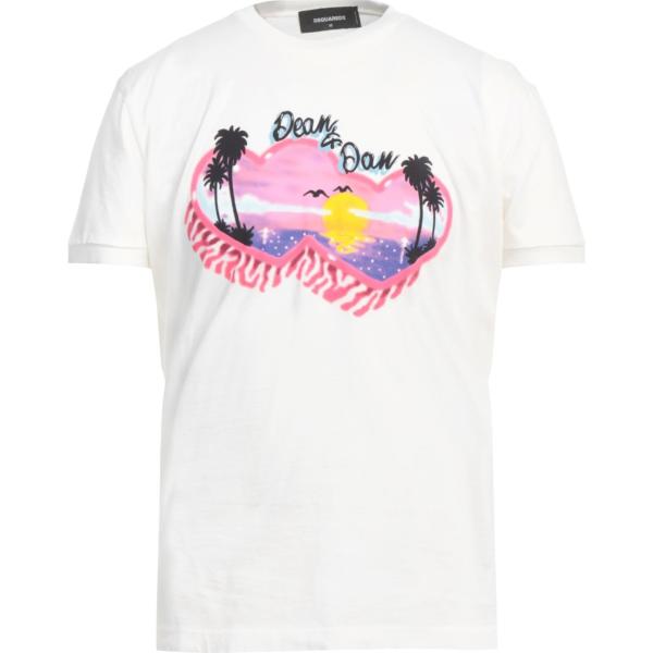 t-shirt Dsquared2 bianco con stampe