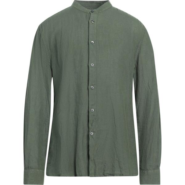 camicie 120% Lino verde tinta unita