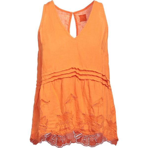 top 120% Lino arancione tinta unita