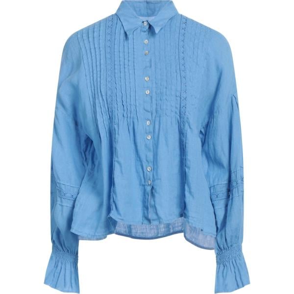 camicie 120% Lino blu tinta unita