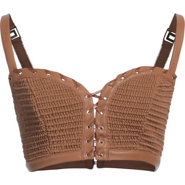 top Elisabetta Franchi marrone tinta unita