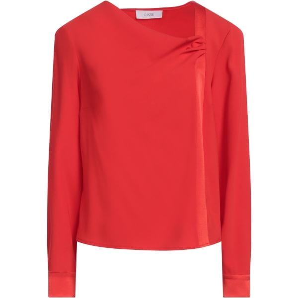 Top da donna in rosso classico con scollo a maniche lunghe con bottoni in acetato Furore Furore