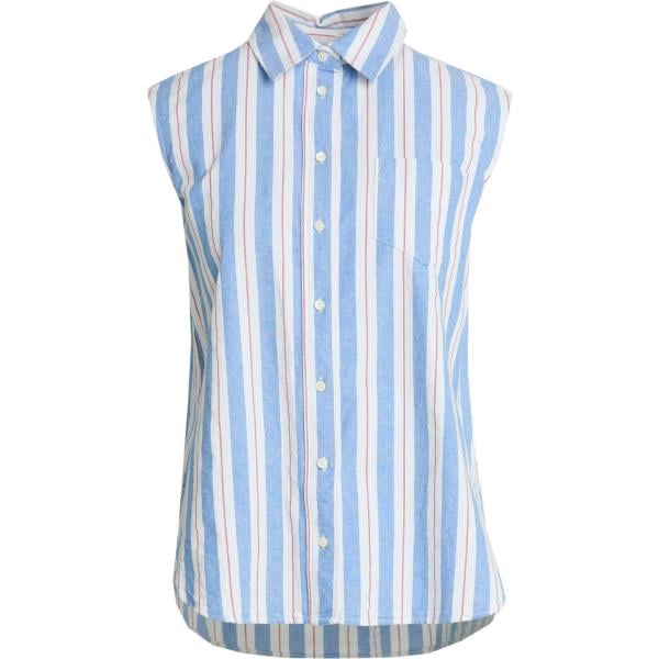 Camicia da donna in azzurro a righe collo classico senza maniche con bottoni in cotone Aspesi Aspesi