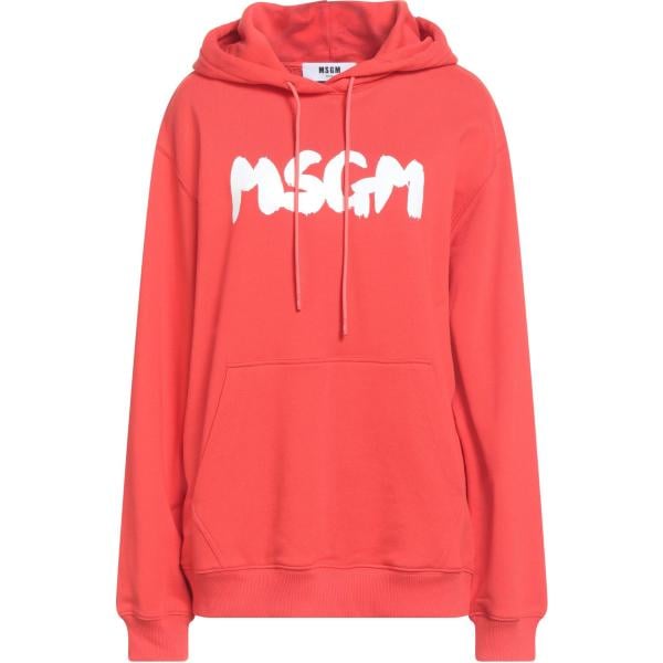 Felpa con cappuccio da donna in arancione scuro con stampe collo con cappuccio a maniche lunghe in cotone Msgm Msgm