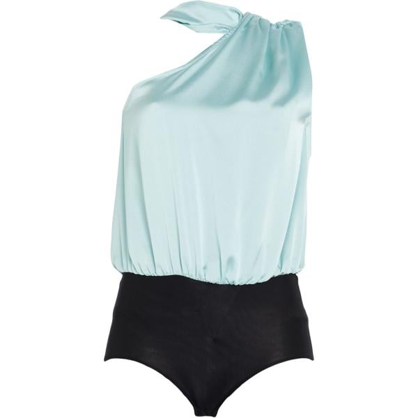 Corpo da donna in grigio chiaro plissè collo a v senza maniche in seta Pinko Pinko