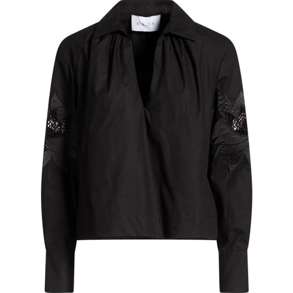 top Kaos nero tinta unita