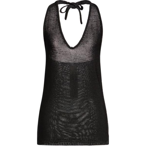 Top da donna in nero pece lavorato a maglia con scollo senza maniche con bottoni Emporio Armani Emporio Armani