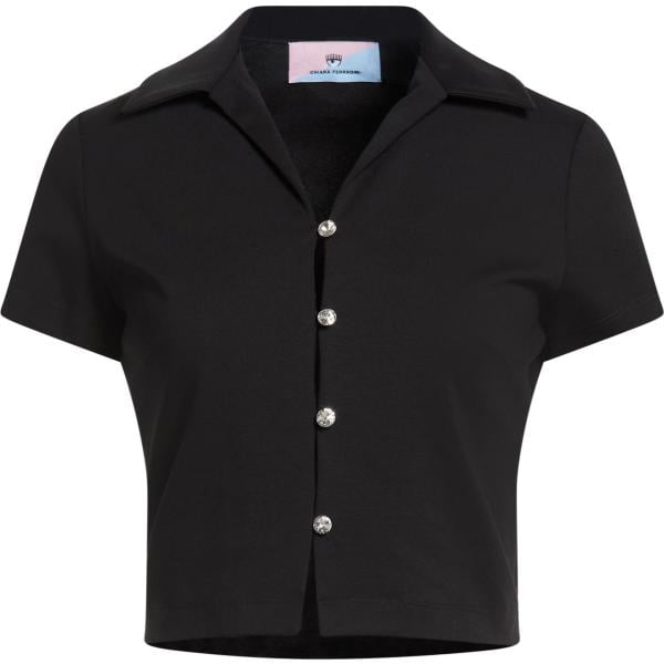 Camicia a maniche corte da donna in nero pece a maniche corte con bottoni Chiara Ferragni Chiara Ferragni