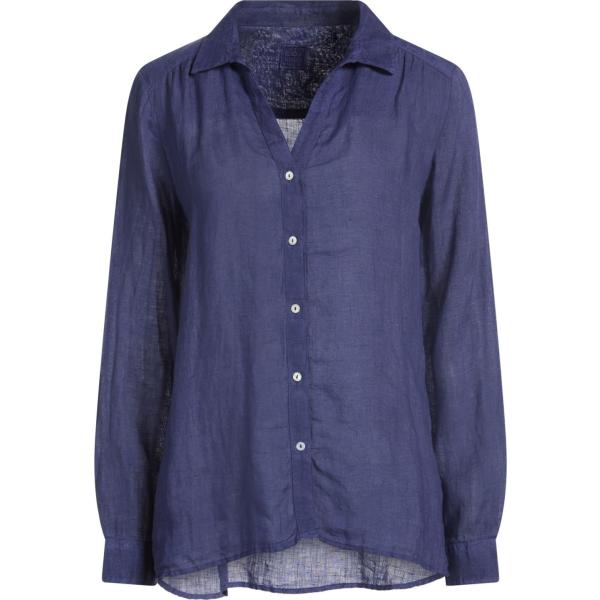 camicie 120% Lino blu tinta unita