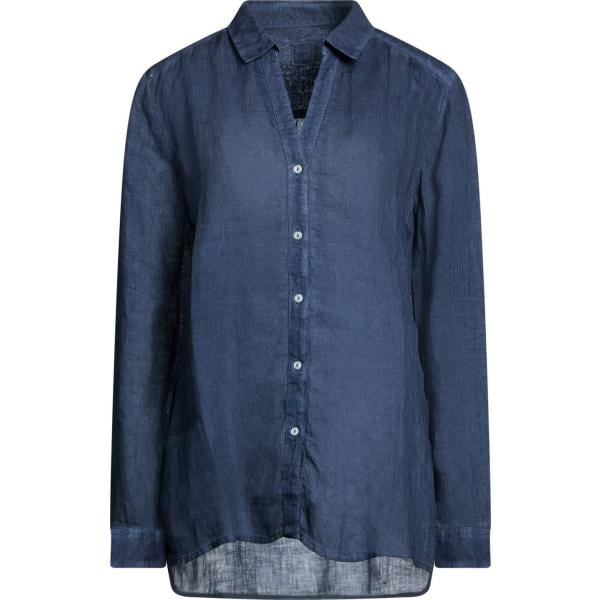 camicie 120% Lino blu tinta unita