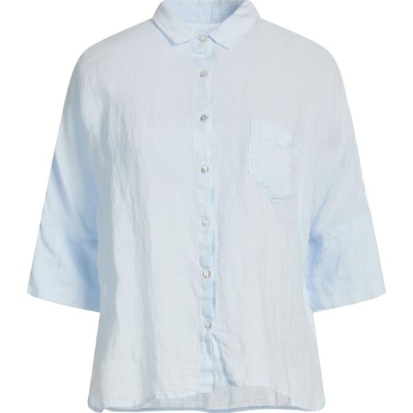 camicie a manica corta 120% Lino grigio tinta unita