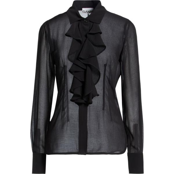 camicie Ganni nero tinta unita