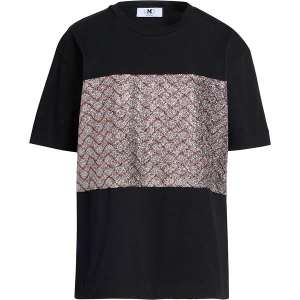 T-shirt da donna in nero pece effetto laminato girocollo a maniche corte in cotone M Missoni M Missoni