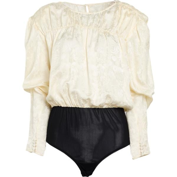 Corpo da donna in bianco avorio con spalline a maniche lunghe con bottoni in seta The Garment The Garment