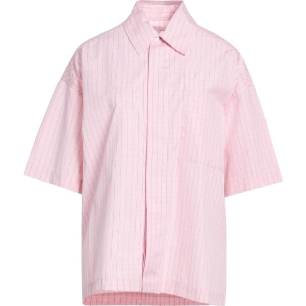 Camicia a maniche corte da donna in rosa chiaro a quadri collo classico a maniche corte con bottoni in cotone Bonsai Bonsai