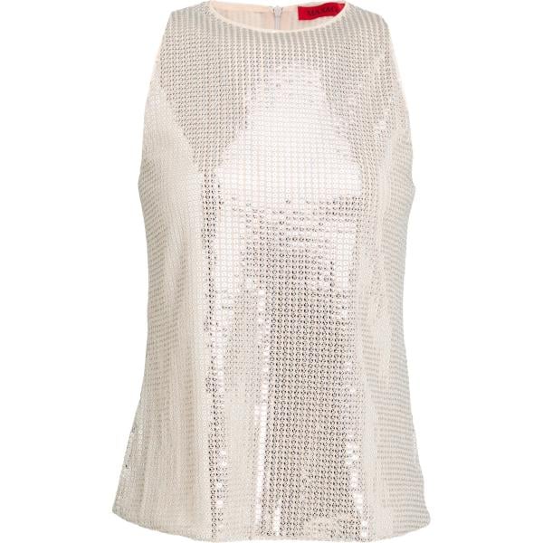 Top da donna in grigio chiaro con paillettes girocollo senza maniche con zip MAX&Co. MAX&Co.